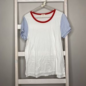 Anthropologie t.la Baseball T - White, Blue, Red - Medium